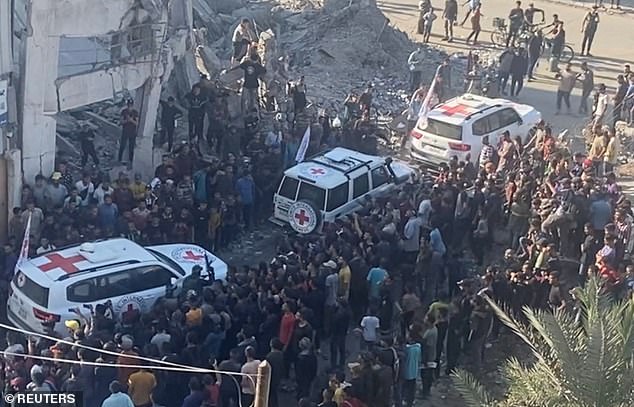 Red Cross vehicles transport hostages held in Gaza since the deadly October 7 2023 attack