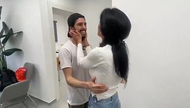 Martan Zangauke was photographed in an embrace with his mother following his release