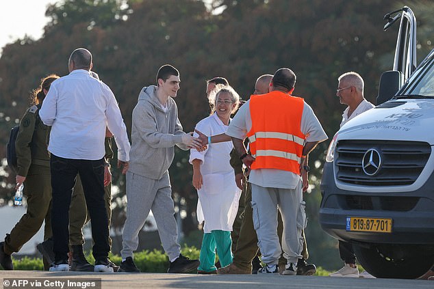 Herkin appeared in high spirits as he greeted soldiers and medics