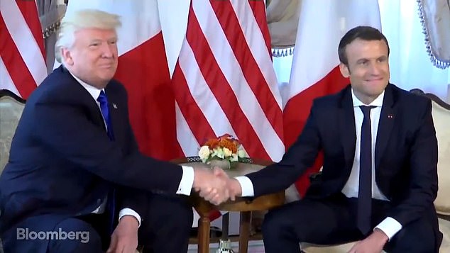 The leaders can be seen posing for pictures in 2017 while holding on to each other during the long handshake