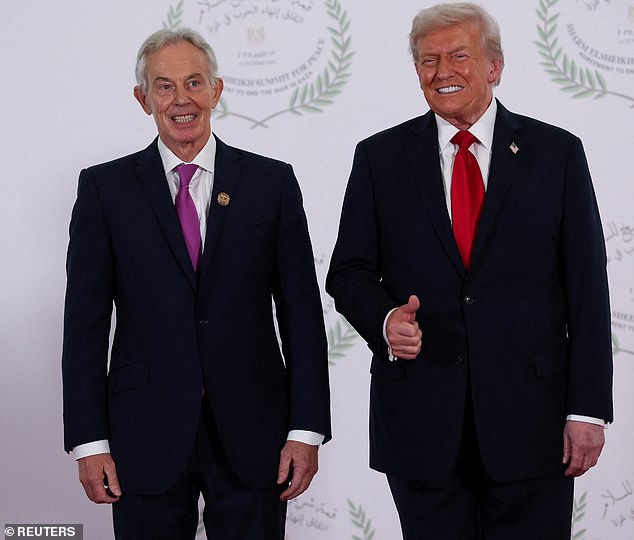 Others who lined up to greet the US President included former PM Sir Tony Blair - who has been tipped as a potential member of Mr Trump's 'Board of Peace' to oversee Gaza in future