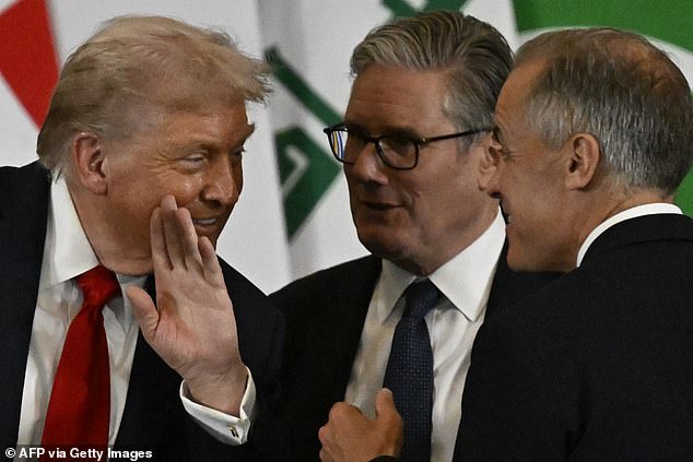 Following the speech, Mark Carney approached Trump to shake his hand and joke about the misstep, saying he was 'glad you upgraded me to president'