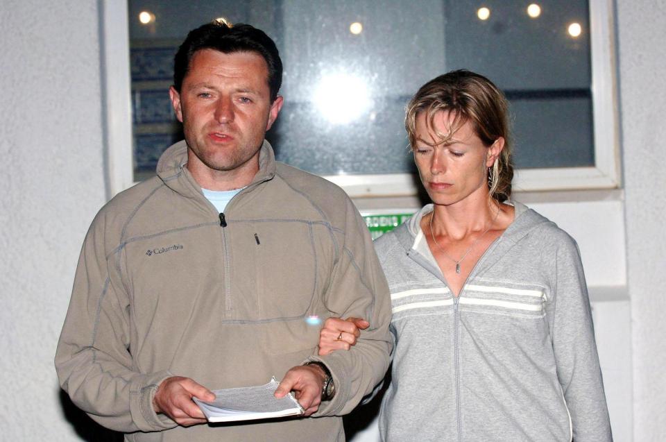 Gerry McCann, with his wife Kate, gives a statement to the press in Praia Da Luz regarding their missing daughter Madeleine.