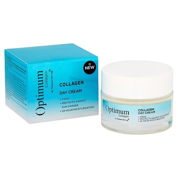 Optimum Collagen Day Cream in its box and jar.