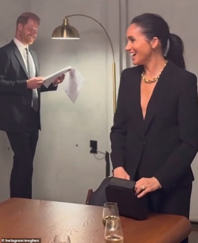 Further clips show the couple looking suited and booted for a public appearance