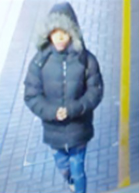 Person in a dark puffer jacket with a fur-lined hood.