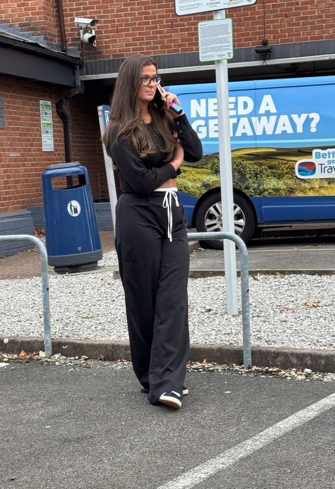 Madison Boscoe-Hough on her phone.