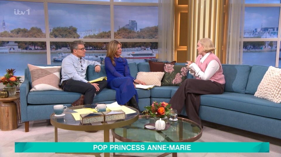 Screenshot of Pop Princess Anne-Marie being interviewed on ITV1.