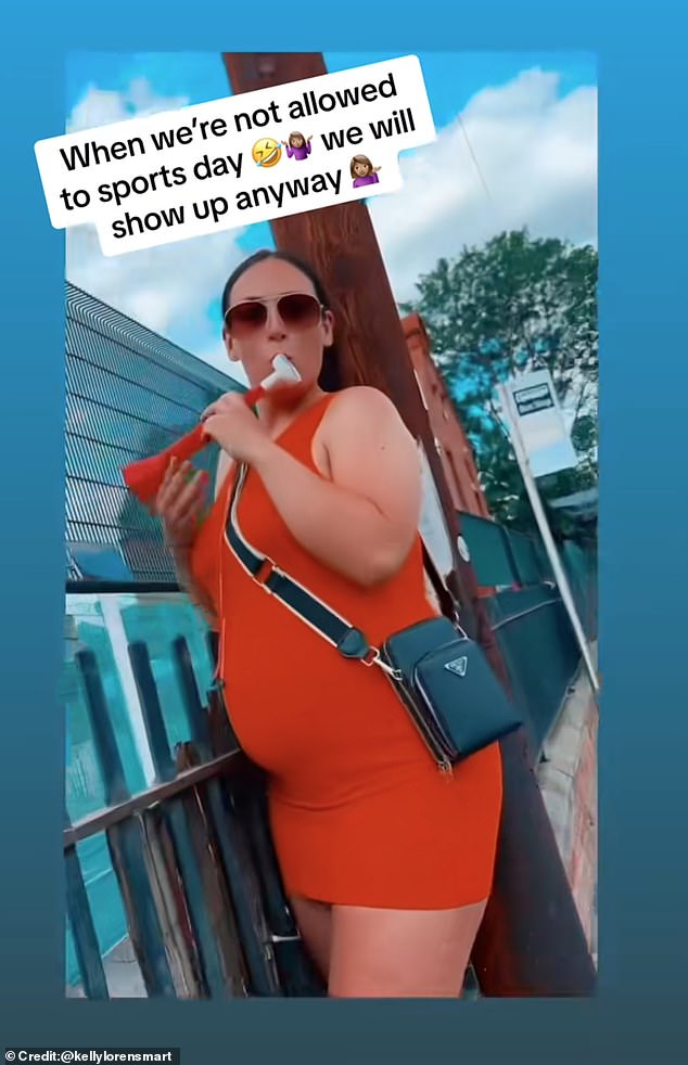 Creator kellylorensmart also saw the lighter side of a parent ban with her TikTok video showing two mothers turning up with foghorns - which they then blasted through the school gates while watching from the street