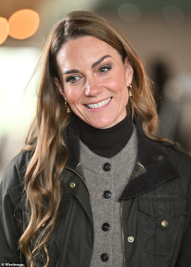 The Princess appeared in great spirits as she toured the farm alongside Prince William