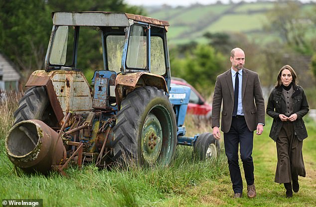 The Prince and Princess tour the farm during their second engagement in Northern Ireland