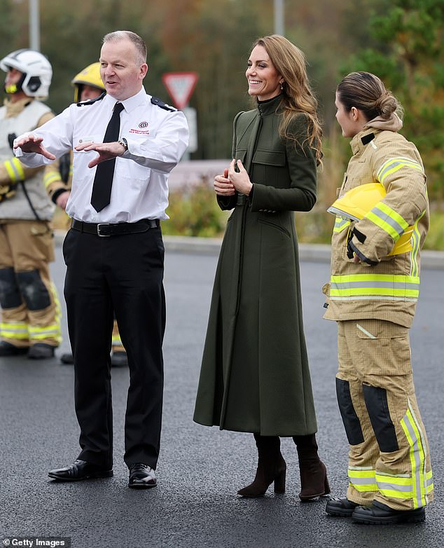 Mark Deeney (pictured left), Assistant Chief Fire & Rescue Officer, and the Princess during the visit to the college today