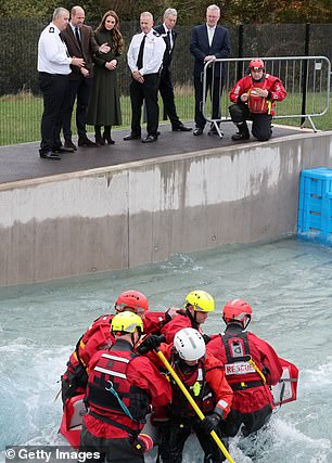 The Prince and Princess of Wales observe a training scenario taking place at the college