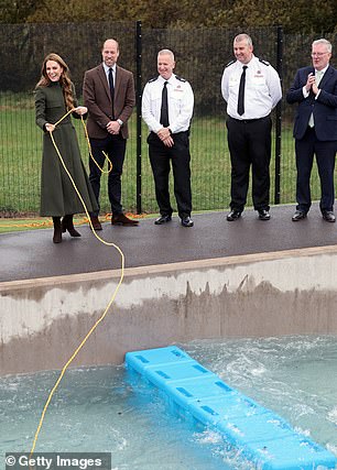 The Prince and Princess of Wales observe a training scenario taking place at the college