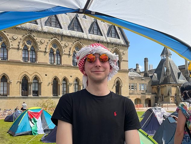 Mr Williams was amongst dozens of students who occupied and camped outside the Oxford Natural History museum to protest their university¿s alleged complicity in Israel¿s war against Hamas.