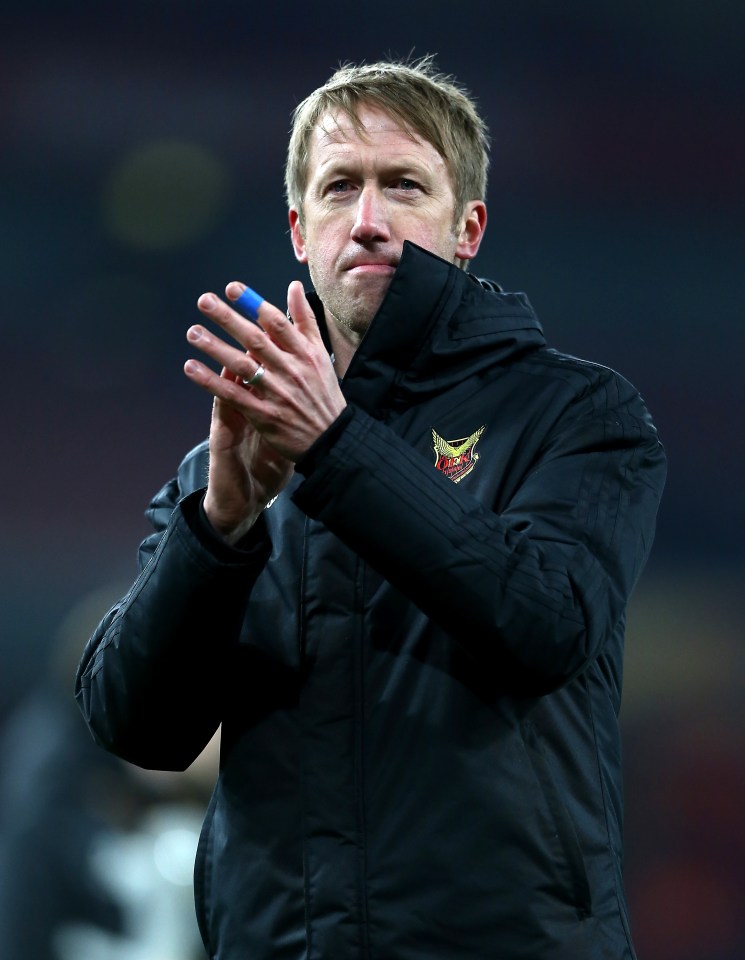 Graham Potter applauding fans.