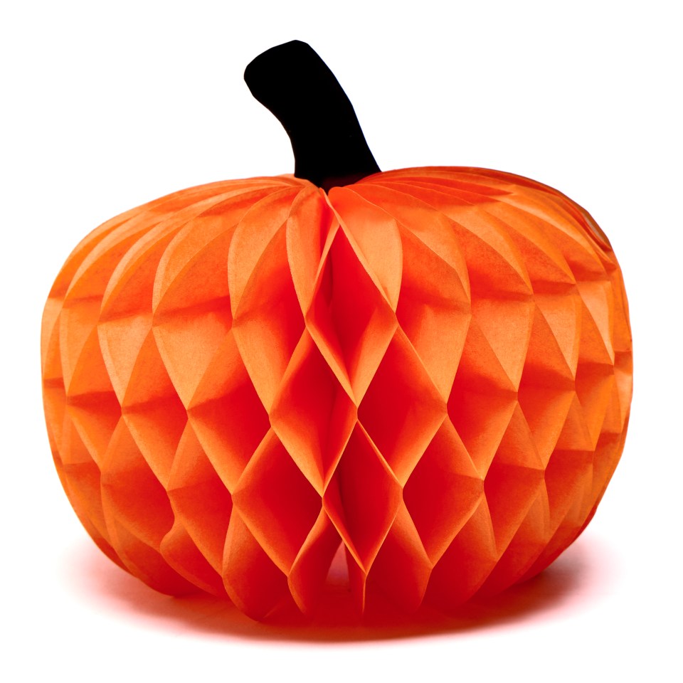 Orange paper accordion pumpkin decoration.