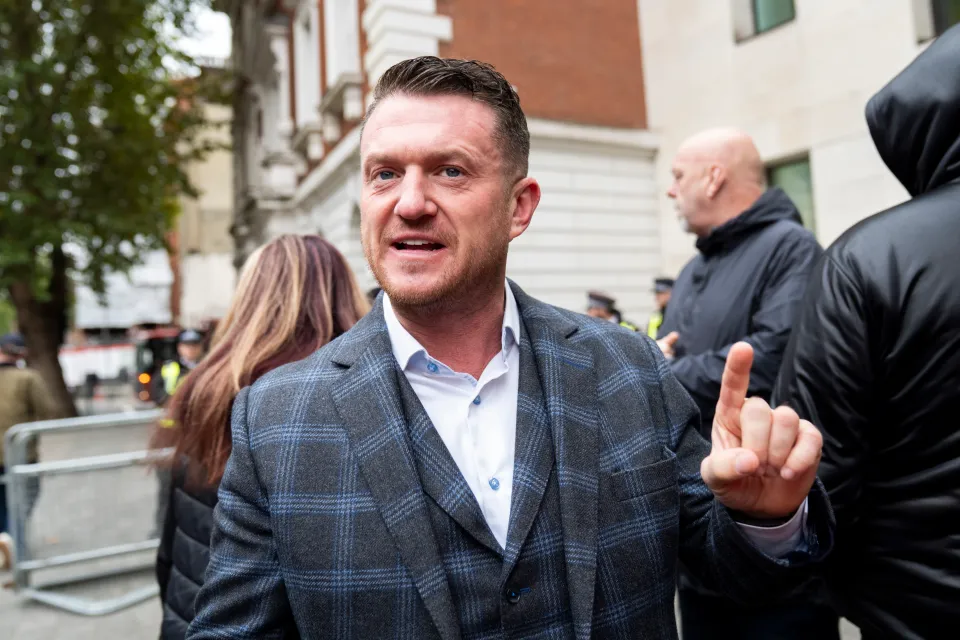 Tommy Robinson, real name Stephen Yaxley-Lennon, arrives at Westminster Magistrates' Court.