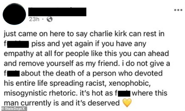 The State Department shared several posts made by the foreign nationals who have now had their visas revoked