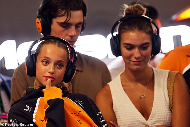 Magui Corceiro (left) has been a frequent presence in McLaren's garage since confirming her relationship with Lando Norris