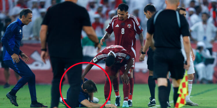 Former Premier League boss writhes in agony after own player smashes ball in his face in World Cup qualifier