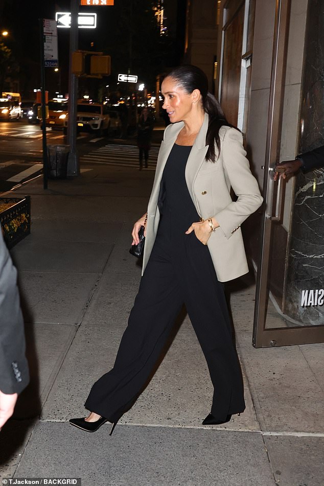 Meghan was seen exiting Kappo Masa on Madison Avenue after sharing a quiet dinner with Serena Williams' agent Jill Smoller, who also wooed the Duchess to talent agency WME