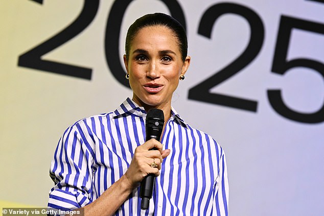 Meghan Markle is set to discuss her experience as a 'high-profile business founder' as she makes an appearance at Fortune's Most Powerful Women summit this week. Pictured at Project Healthy Minds' World Mental Health Day on Friday