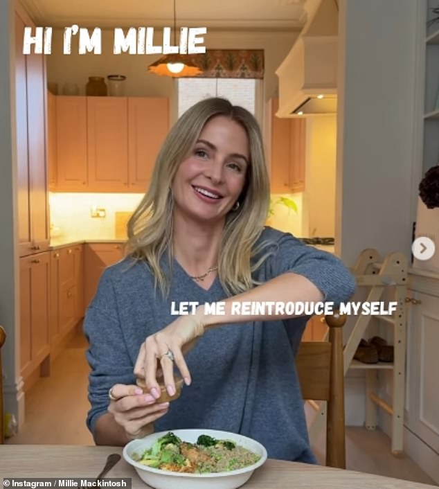 Millie began with a short video of herself preparing lunch, along with the caption: 'Hi I'm Millie, let me reintroduce myself'