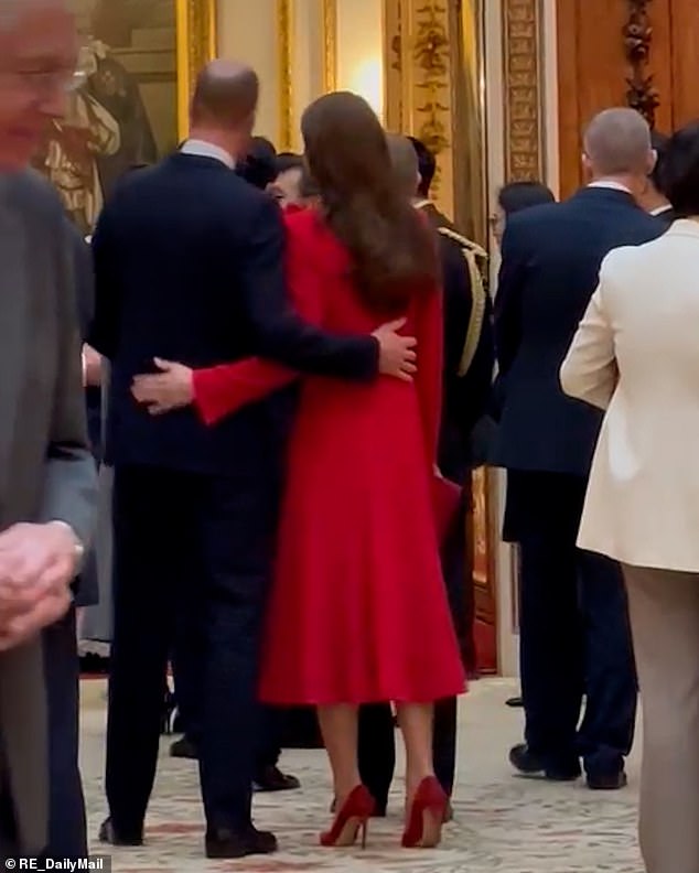 In November 2023, just months before Kate's devastating cancer diagnosis was revealed, Prince William was spotted placing a reassuring arm around his beloved wife during a reception to welcome President Yoon Suk Yeol and First Lady Kim Keon Hee of South Korea in London