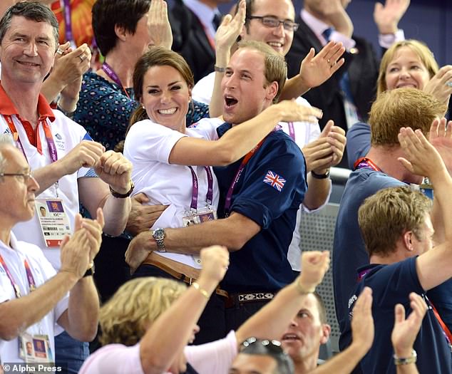 Back in 2012, Kate and William left some onlookers shocked with their PDA at the London Olympics. One of the most touching images of the pair, it shows them embracing at the as cyclist Sir Chris Hoy and his team-mates raced to a gold medal at the Velodrome