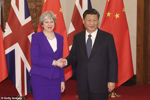 Theresa May and the Chinese President during a meeting in Beijing in February 2018