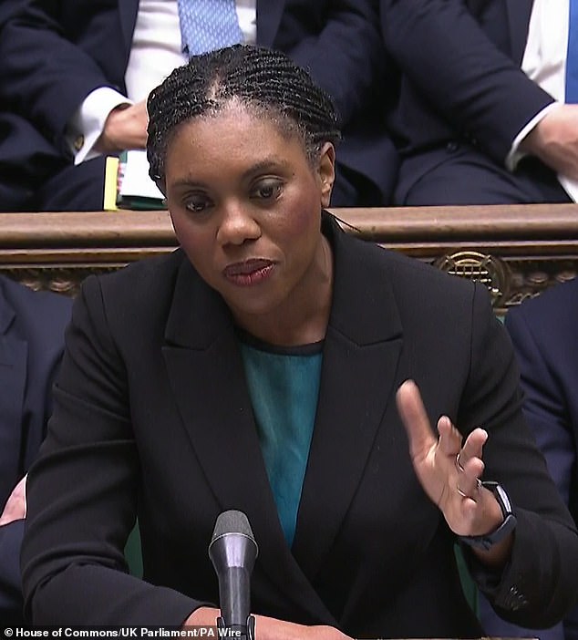 Tory leader Kemi Badenoch speaking during Prime Minister's Questions