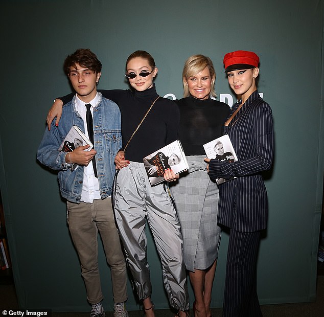 Pictured, from left: Anwar Hadid, Gigi Hadid, Yolanda Hadid and Bella. The source told the Daily Mail that Bella has a 'huge support system' behind her