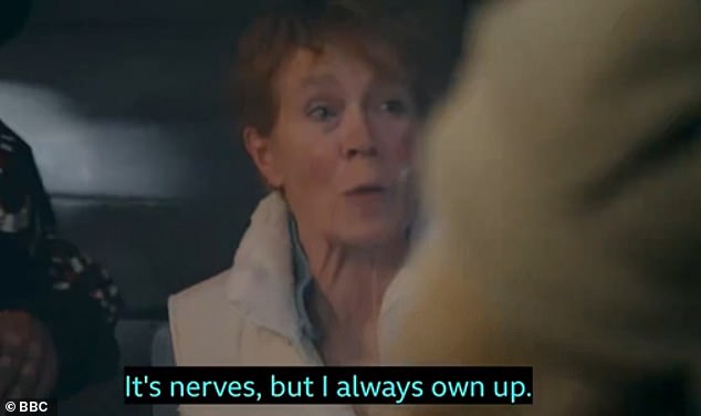 As host Claudia explained what the stars must do Celia accidentally farted leaving her co-stars in hysterics, she confessed: 'I just farted Claudia, I'm so sorry, it's nerves, I always own up!'