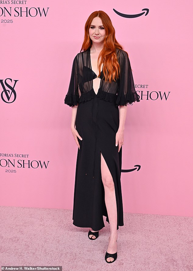 The Guardians of the Galaxy actress put on a leggy display through a thigh high split and added inches to her frame in a pair of heels