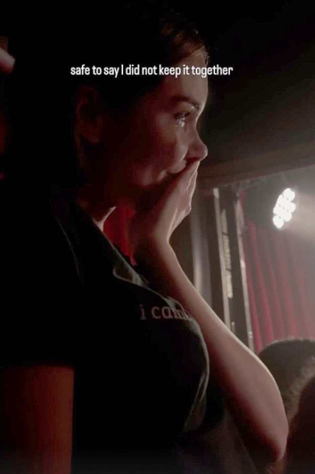 His girlfriend Jackie Apostel, 29, was spotted in the crowd and told her social media followers that she cried when her boyfriend began performing