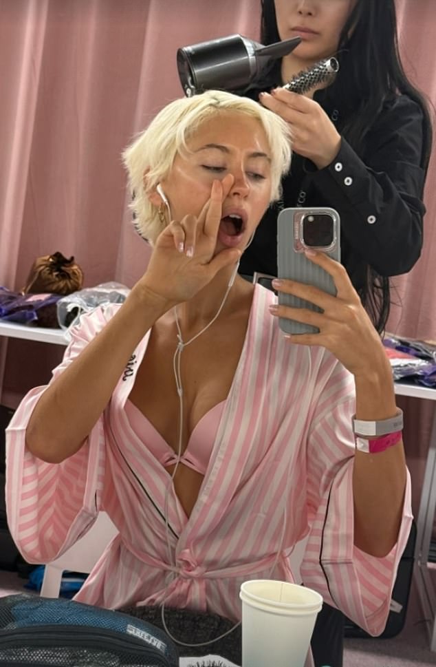 Meanwhile Hollywood actor Jude Law's daughter Iris, 24, looked sensational as she had her hair and makeup done backstage