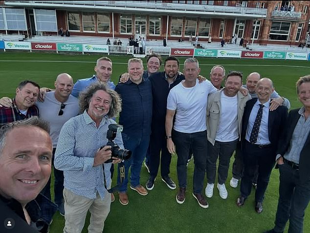 Collingwood was conspicuous by his absence when Michael Vaughan (left) posted a picture of a 2005 Ashes reunion this summer