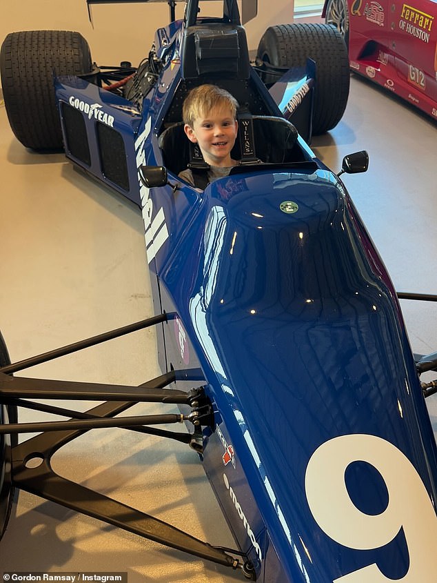 The star captioned the post: 'I had the pleasure of taking this dude to work this week ! What a bundle of joy thank you @oscarjrramsay @nextlevelcheffox ¿¿¿¿¿¿'