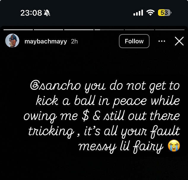 Mayy made a series of allegations on social media and shared alleged screenshots of texts too