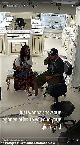 The shop also posted an image of the couple alongside one another in their California studio