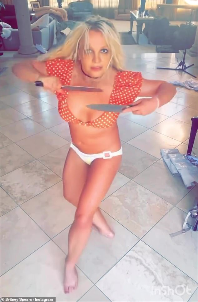 By far the most shocking accusation in Kevin's memoir, the former dancer claimed their children would wake up to find their mother holding a knife (pictured in a recent post)