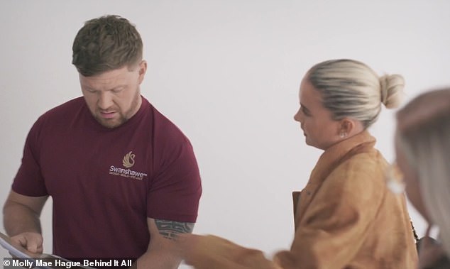 The contractor tells her the kitchen is 'horrible' and the flooring alone for both it and the bathroom will set the influencer back between £20,000 and £25,000