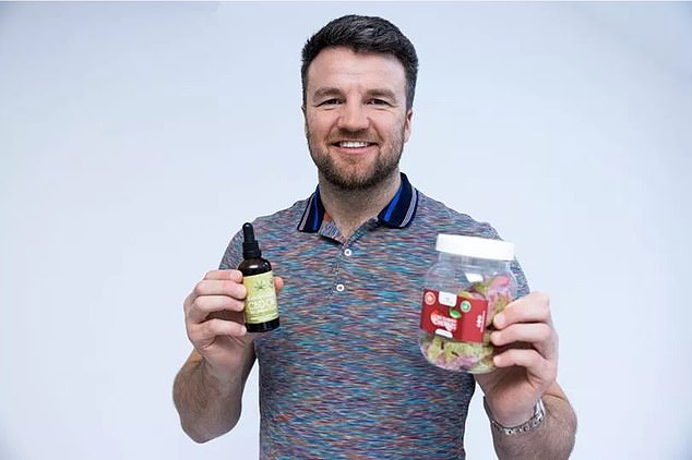 Fowler with his Supreme CBD products, which he promotes to his 189,000 Instagram followers
