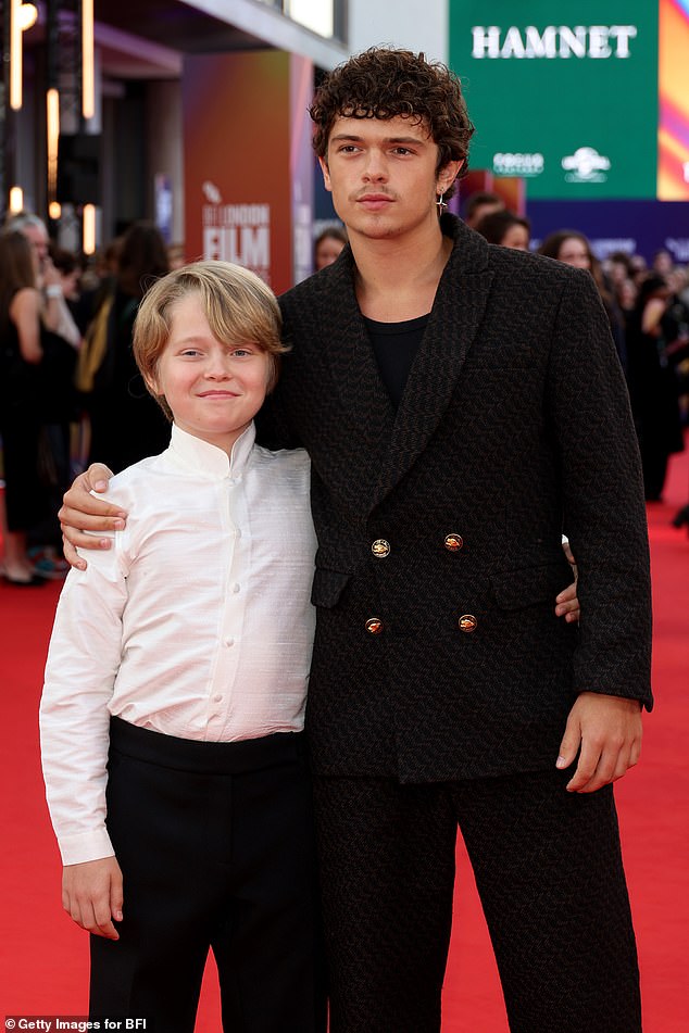 Jacobi Jupe and Noah Jupe attend the Hamnet screening during the 69th BFI London Film Festival at the The Royal Festival Hall on October 11, 2025 in London, England