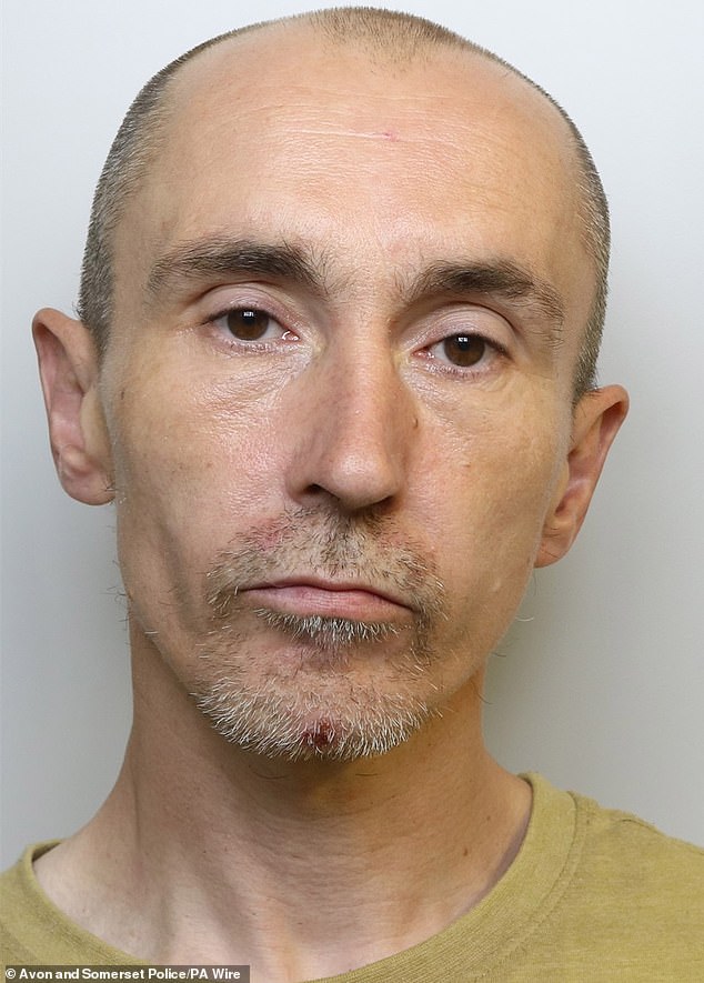 Bryan Smith (pictured), 47, from the Easton area of Bristol, was pursued by officers across the city on September 2 after he stole a car and tried to make his escape in it