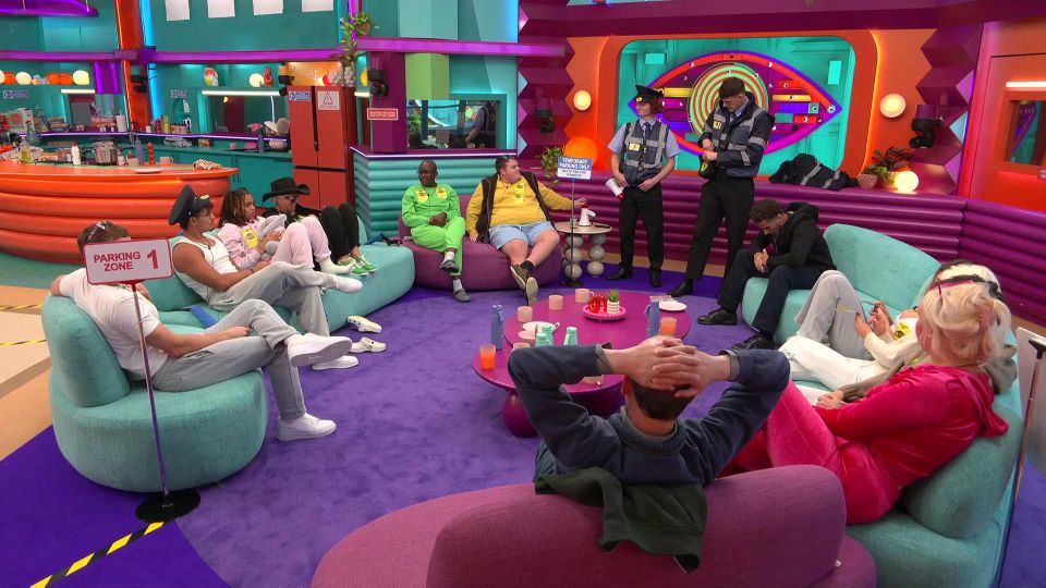 Housemates finding out the results of a task on the TV show "Big Brother".