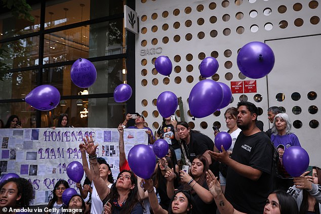 Fans of singer Liam Payne gather outside the Casa Sur hotel in Buenos Aires
