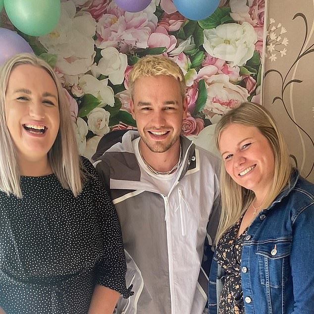 Liam is pictured with his two sisters - Nicola and Ruth