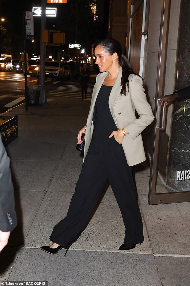 Meghan was seen exiting Kappo Masa on Madison Avenue after sharing a quiet dinner with Serena Williams' agent Jill Smoller, who also wooed the Duchess to talent agency WME